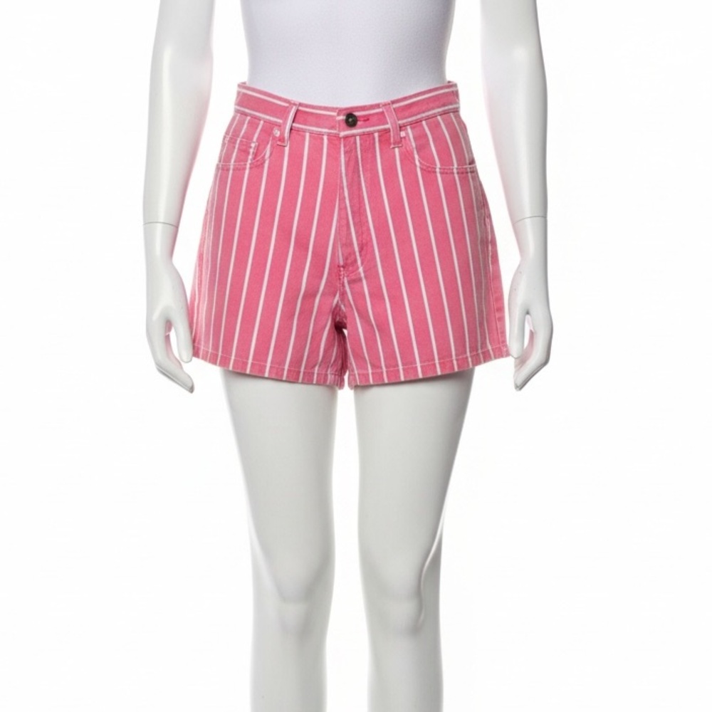 VTG Skoozi Women’s Size 29” Striped Pink Salmon High Waisted 90s Jean Shorts - Picture 5 of 6